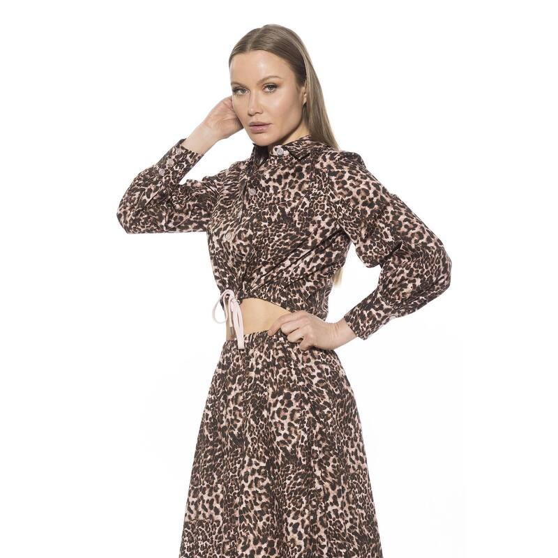 【送料無料】 アレクシアアドマー レディース シャツ トップス Women's ALEXIA ADMOR Gianna Button Down Poplin Shirt Leopard