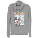 【送料無料】 ディズニー レディース Tシャツ トップス Disney's Mickey Mouse And Friends Vintage Photo Women's Cowlneck Graphic Lightweight Long Sleeve Gray Heather(4)