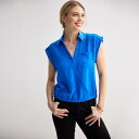 【送料無料】 ナインウェスト レディース シャツ トップス Petite Nine West Dolman Surplice Shirt Santorini Blue