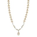 【送料無料】 アンブランデッド レディース ネックレス・チョーカー・ペンダントトップ アクセサリー PearLustre by Imperial 14k Gold Over Silver Freshwater Cultured Pearl & White Topaz Necklace White(4)