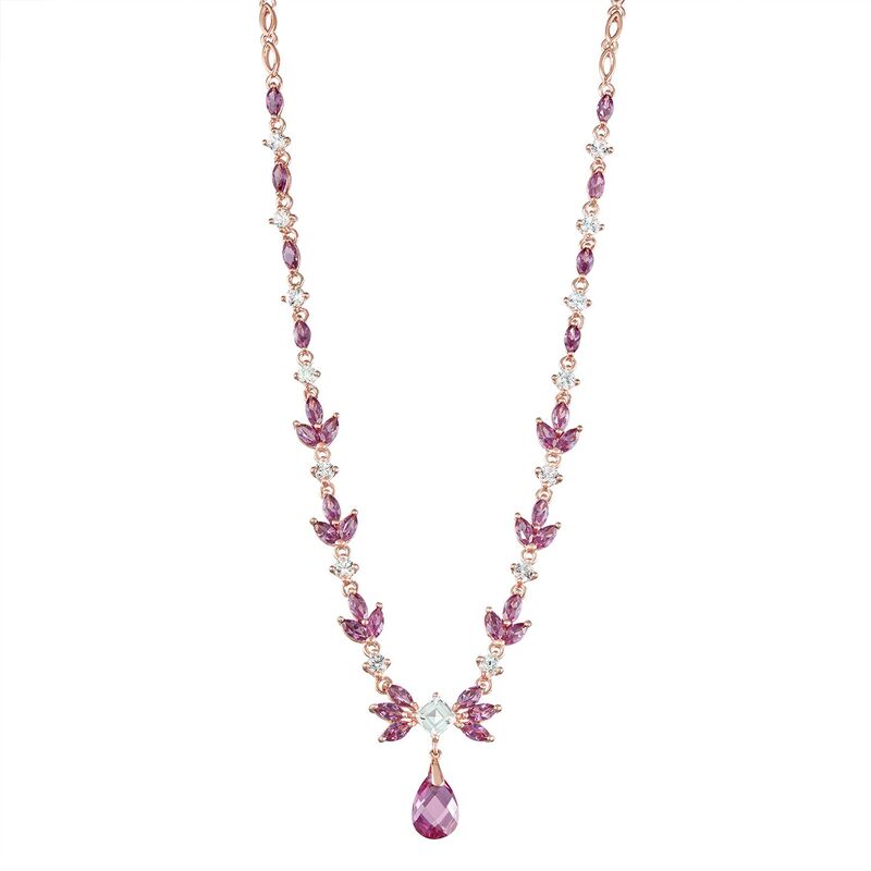 【送料無料】 アンブランデッド レディース ネックレス・チョーカー・ペンダントトップ アクセサリー 14k Rose Gold Over Silver Lab-Created Sapphire Necklace Rose Tone