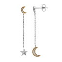 【送料無料】 アンブランデッド レディース ピアス・イヤリング アクセサリー Two-Tone 10k Gold & Sterling Silver 1/8 Carat T.W. Diamond Mismatched Moon & Star Linear Drop Earrings Two Tone(4)