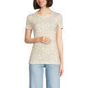 【送料無料】 ランズエンド レディース Tシャツ トップス Women's Lands' End Women's Micro Rib Tee Champagne Leaf(4)