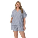 【送料無料】 ドレイパージェームス レディース ナイトウェア アンダーウェア Plus Size Draper James 2-Piece Seersucker Short Sleeve Pajama Top & Pajama Shorts Set Navy Stripe(4)