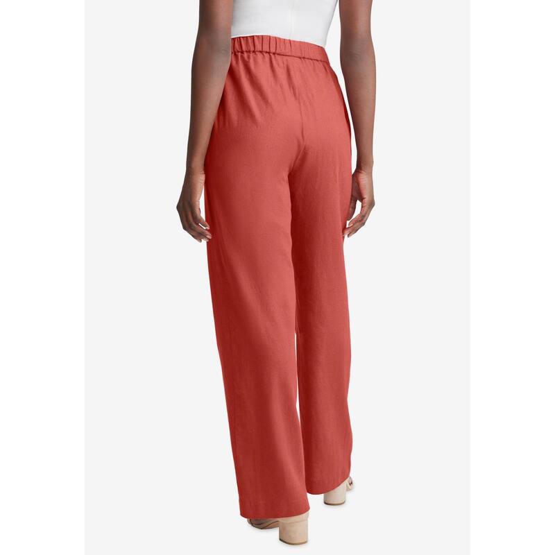 【送料無料】 ジェシカロンドン レディース カジュアルパンツ ボトムス Jessica London Women's Plus Size Linen Wide Leg Sailor Pant New Khaki