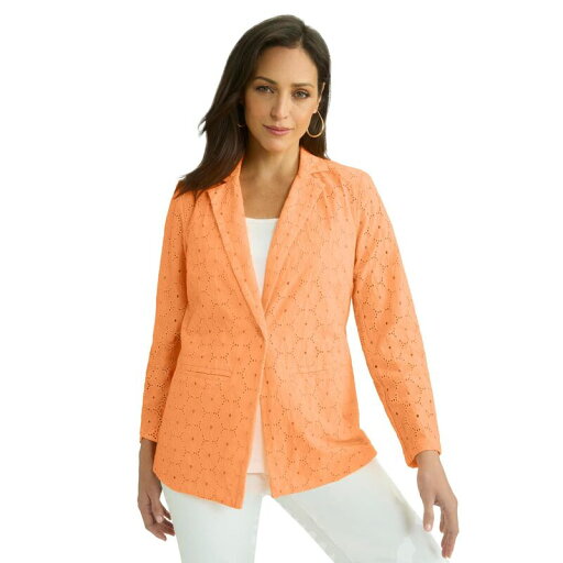 【送料無料】 ジェシカロンドン レディース ジャケット・ブルゾン アウター Jessica London Women's Plus Size Eyelet Blazer Orange Melon 【送料無料】 ジェシカロンドン レディース ジャケット・ブルゾン アウター Jessica London Women's Plus Size Eyelet Blazer Orange Melon
