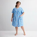 【送料無料】 クロフト&バロー レディース ナイトウェア アンダーウェア Plus Size Croft & Barrow Woven Zip Short Ro...
