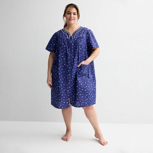 【送料無料】 クロフト&バロー レディース ナイトウェア アンダーウェア Plus Size Croft & Barrow Woven Zip Short Robe Little Floral 【送料無料】 クロフト&バロー レディース ナイトウェア アンダーウェア Plus Size Croft & Barrow Woven Zip Short Robe Little Floral