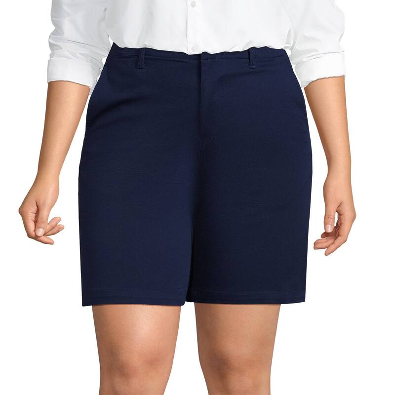 【送料無料】 ランズエンド レディース ハーフパンツ・ショーツ ボトムス Plus Size Lands' End Classic 7" Chino Shorts Deep Sea Navy