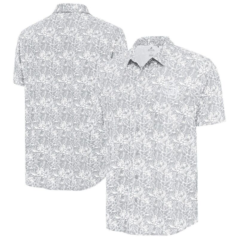 アンティグア メンズ トップス Tシャツ Men's Antigua Gray San Diego Padresort Button-Up Shirt Pad ..