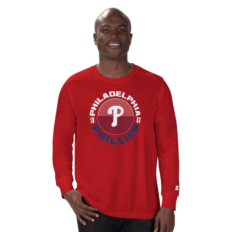 【送料無料】 スターター メンズ Tシャツ トップス Men's Starter Red Philadelphia Phillies Halftime Long Sleeve T-Shirt Phl Red