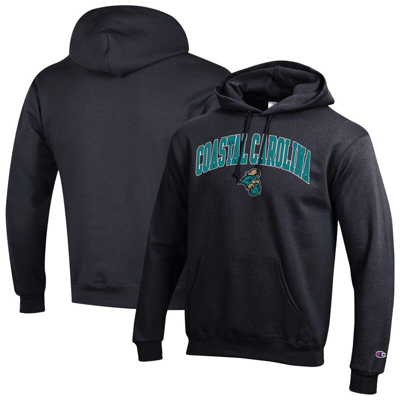 チャンピオン メンズ トップス Tシャツ ロゴ パーカー Men'sChampion Black Coastal Carolina Chanticleers Arch Over Logo Pullover Hoodie Nc2 Black ブラック