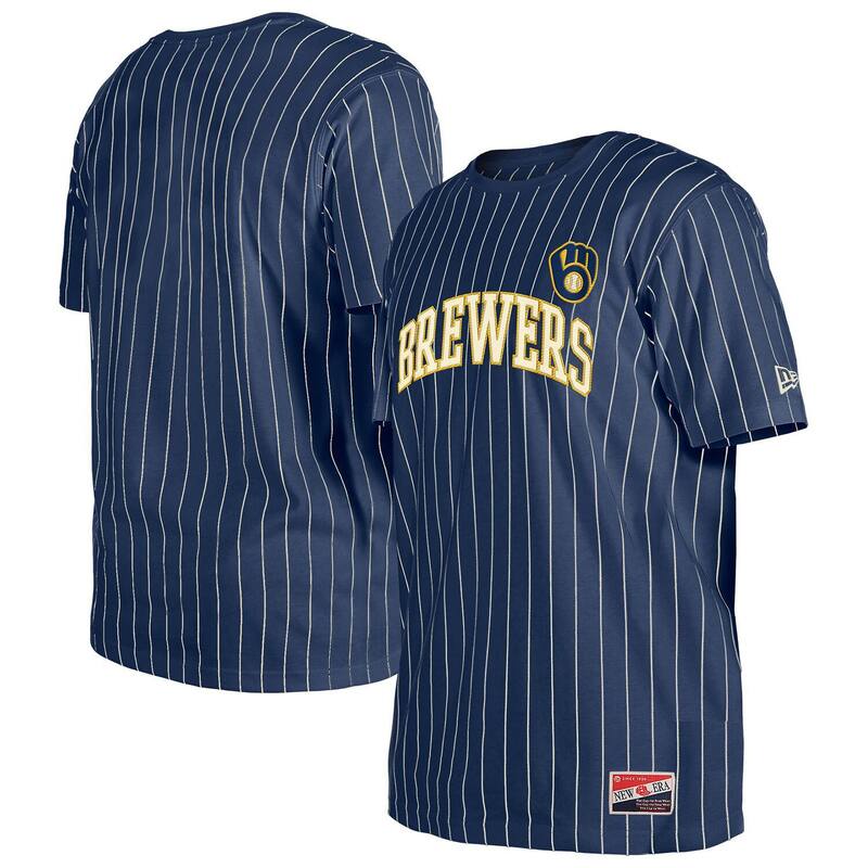 ̵ ˥塼  T ȥåץ Men's New Era Navy Milwaukee Brewers Throwb...