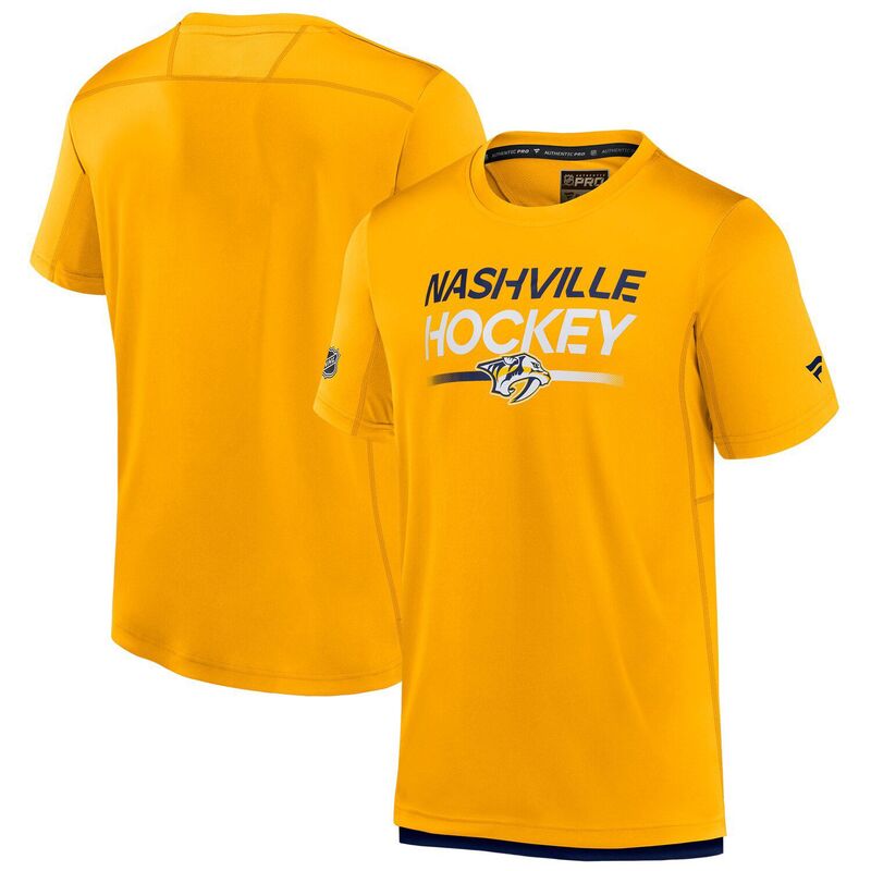 【送料無料】 ファナティクス メンズ Tシャツ トップス Men's Fanatics Gold Nashville Predators Tech T-Shirt Pdt Gold