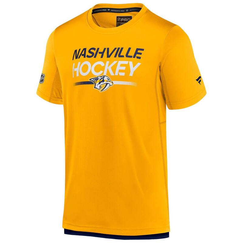 【送料無料】 ファナティクス メンズ Tシャツ トップス Men's Fanatics Gold Nashville Predators Tech T-Shirt Pdt Gold
