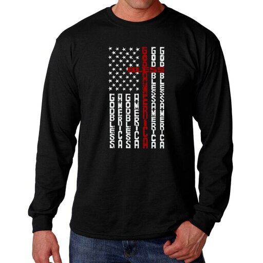 【送料無料】 エルエーポップアート メンズ Tシャツ トップス Cross Flag - Men's Word Art Long Sleeve T-Shirt Black 【送料無料】 エルエーポップアート メンズ Tシャツ トップス Cross Flag - Men's Word Art Long Sleeve T-Shirt Black