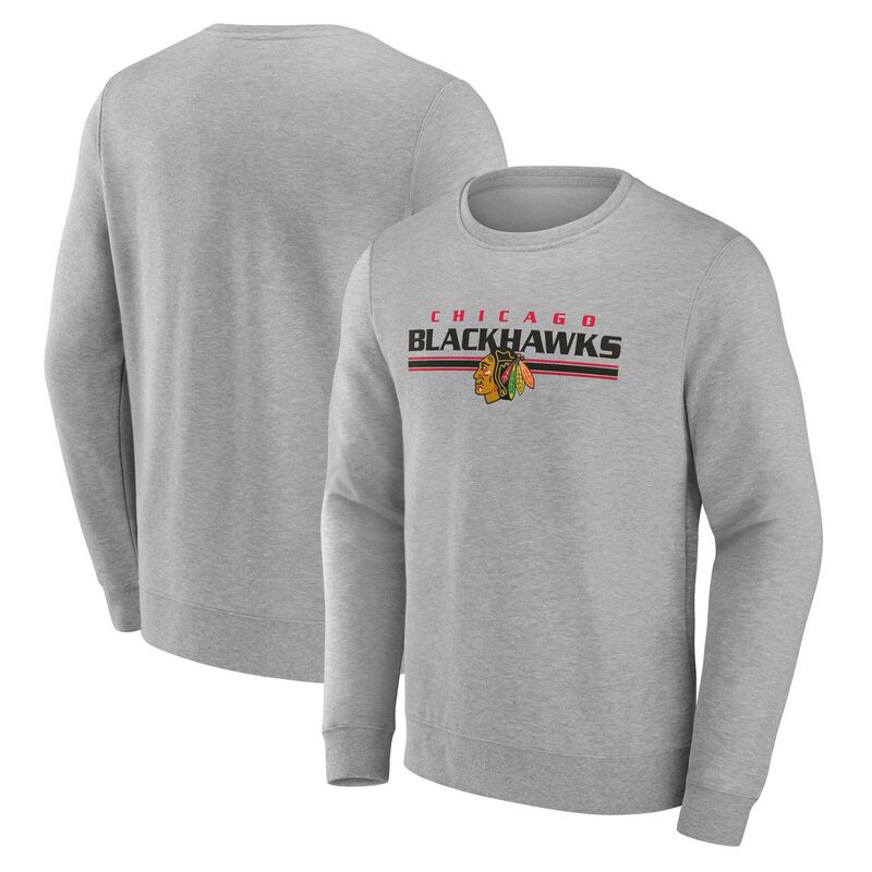 ̵ եʥƥ  T ȥåץ Men's Fanatics Gray Chicago Blackhawks Bl...