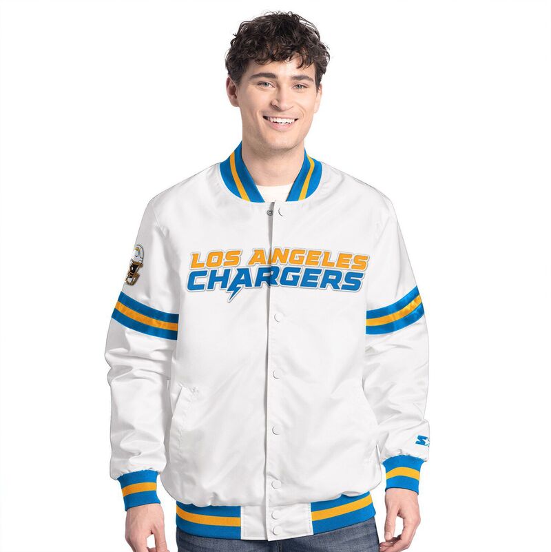 【送料無料】 スターター メンズ ジャケット・ブルゾン アウター Men's Starter White Los Angeles Chargers Scout Full-Snap Varsity Jacket Chg White