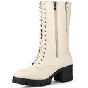 【送料無料】 アレグラ ケー レディース ブーツ・レインブーツ シューズ Women's Lace Up Platform Chunky Heel Mid Ca...