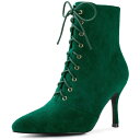 【送料無料】 アレグラ ケー レディース ブーツ・レインブーツ シューズ Women's Pointy Toe Side Zip Lace Up Stilett...
