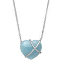 【送料無料】 アンブランデッド レディース ネックレス・チョーカー・ペンダントトップ アクセサリー Sterling Silver Aqua Bead Heart Necklace Sterling