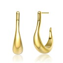 【送料無料】 アンブランデッド レディース ピアス・イヤリング アクセサリー 14k Gold Plated Asymmetrical Open Hoop Earrings Gold Tone(4)