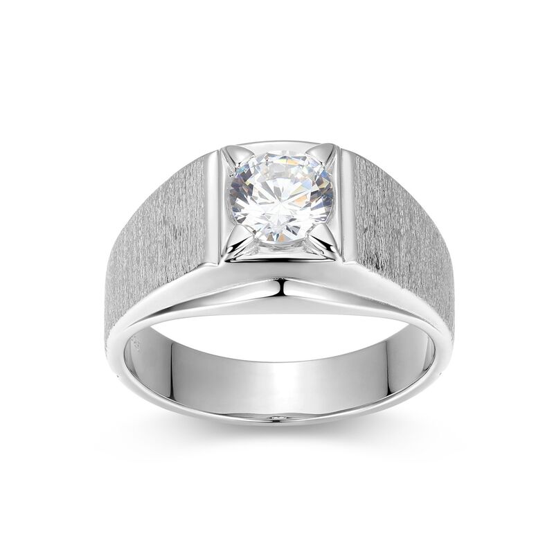 【送料無料】 アンブランデッド メンズ リング アクセサリー Men's Sterling Silver Cubic Zirconia Solitaire Ring Sterling