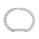 【送料無料】 アンブランデッド メンズ ブレスレット・バングル・アンクレット アクセサリー Men's Sterling Silver Pave Cubic Zirconia Curb ID Bracelet Sterling(4)