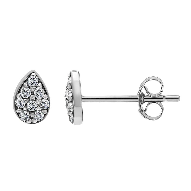 【送料無料】 Aleure Precioso レディース ピアス・イヤリング アクセサリー Aleure Precioso Pave Cubic Zirconia Teardrop Stud Post Earrings Sterling(4)