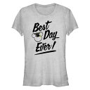 【送料無料】 ディズニー レディース Tシャツ トップス Disney's Mickey Mouse Best Day Ever Juniors' Fitted Graphic Tee Athletic Heather(4)