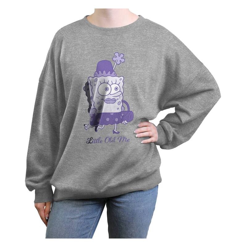 【送料無料】 ニコロデオン レディース Tシャツ トップス Juniors' Nickelodeon SpongeBob SquarePants Little Old Me Oversized Graphic Pullover Heather Gray