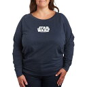 【送料無料】 スター ウォーズ レディース Tシャツ トップス Plus Size Star Wars Classic Logo French Terry Long Sleeve Tee Heather Indigo|詳細画像
