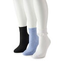 【送料無料】 マッデンガール レディース 靴下 アンダーウェア Women's madden girl 3-pk. Lace Trim Turn Cuff Anklet Socks Multi