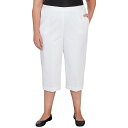【送料無料】 アルフレッド ダナー レディース カジュアルパンツ ボトムス Plus Size Alfred Dunner Twill Split Hem Capri Pants White
