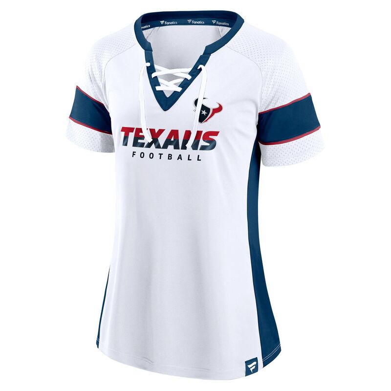 【送料無料】 ファナティクス レディース Tシャツ トップス Women's Fanatics White Houston Texans Block Party Athena Lace-Up Top Txs White