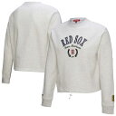 【送料無料】 ミッチェル&ネス レディース Tシャツ トップス Women's Mitchell & Ness Heather Gray Boston Red Sox Cropped Toggle Pullover Sweatshirt Rsx Grey