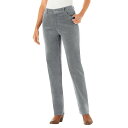 【送料無料】 ウーマン ウィズイン レディース カジュアルパンツ ボトムス Woman Within Women's Plus Size Corduroy Straight Leg Stretch Pant Gunmetal(4)
