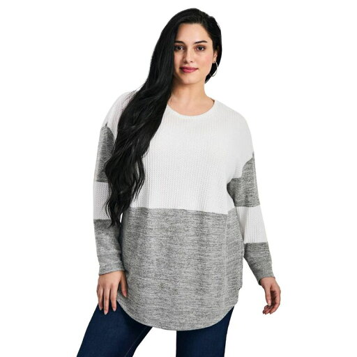 【送料無料】 アベニュー レディース ニット・セーター アウター Avenue Women's Plus Size Leisure Splice Hacci Top Ivory Grey Marled 【送料無料】 アベニュー レディース ニット・セーター アウター Avenue Women's Plus Size Leisure Splice Hacci Top Ivory Grey Marled