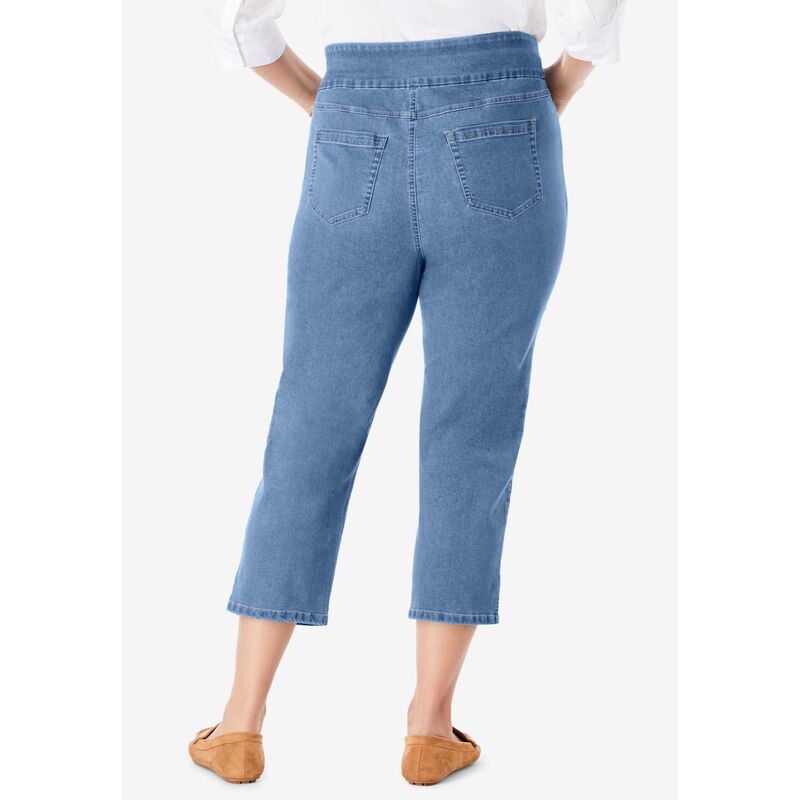 【送料無料】 ウーマン ウィズイン レディース カジュアルパンツ ボトムス Woman Within Women's Plus Size Flex-Fit Pull-On Denim Capri Dusty Pink