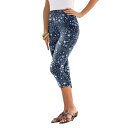 【送料無料】 ロアマンズ レディース カジュアルパンツ ボトムス Roaman's Women's Plus Size Essential Stretch Capri Legging Navy Stars(4)