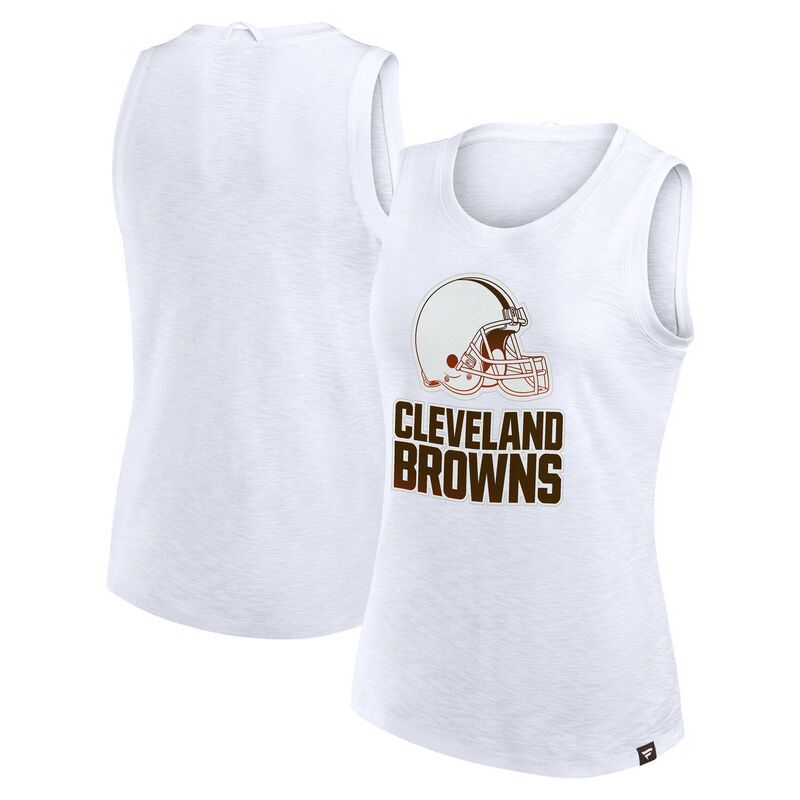 【送料無料】 ファナティクス レディース Tシャツ トップス Women's Fanatics White Cleveland Browns Slub Tank Top Brn White