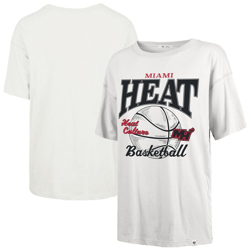 【送料無料】 フォーティセブンブランド レディース Tシャツ トップス Women's '47 White Miami Heat City Edition Down Court Sadie T-Shirt Hea White