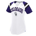 【送料無料】 スターター レディース Tシャツ トップス Women's Starter White/Purple Colorado Rockies Game On Notch Neck Raglan T-Shirt Rck White(4)