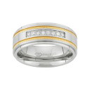 【送料無料】 アンブランデッド メンズ リング アクセサリー 1/6 Carat T.W. Two Tone Stainless Steel Wedding Band - Men White(4)