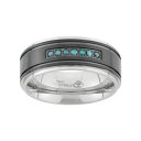 【送料無料】 アンブランデッド メンズ リング アクセサリー 1/6 Carat T.W. Blue Diamond Two Tone Stainless Steel Wedding Band - Men Two Tone