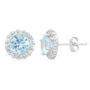 【送料無料】 アンブランデッド レディース ピアス・イヤリング アクセサリー Designs by Gioelli Aquamarine & White Topaz 10k White Gold Halo Stud Earrings Blue(4)