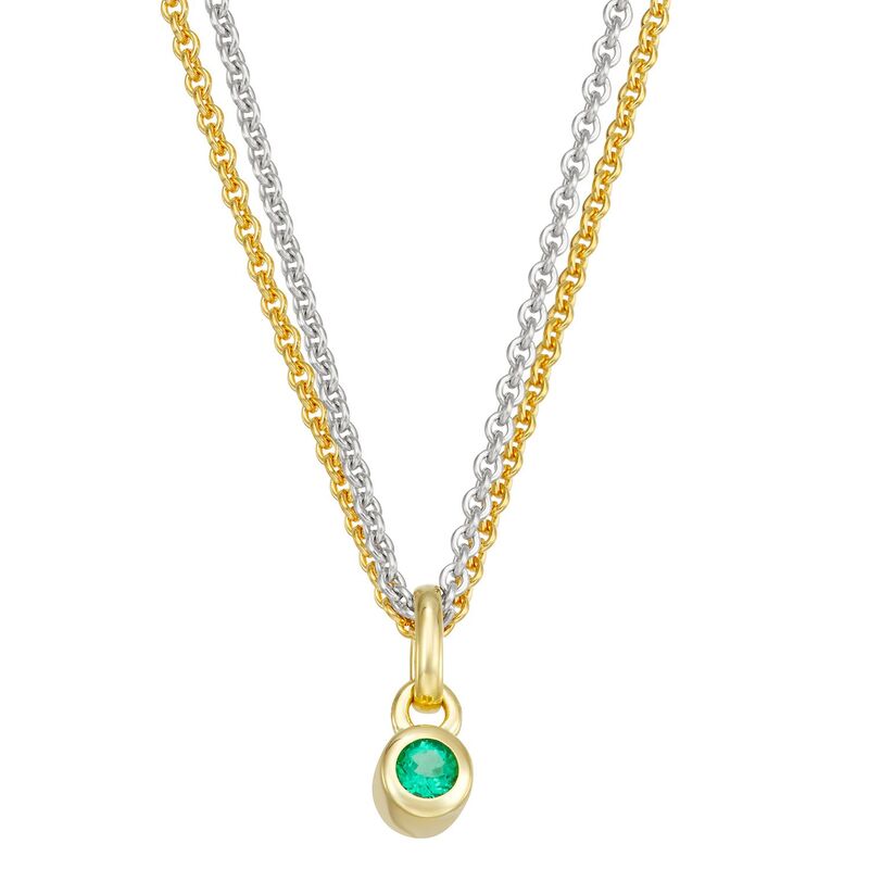 【送料無料】 アンブランデッド レディース ネックレス・チョーカー・ペンダントトップ アクセサリー 14k Gold & Sterling Silver Double Strand Emerald Charm Necklace Gold Tone