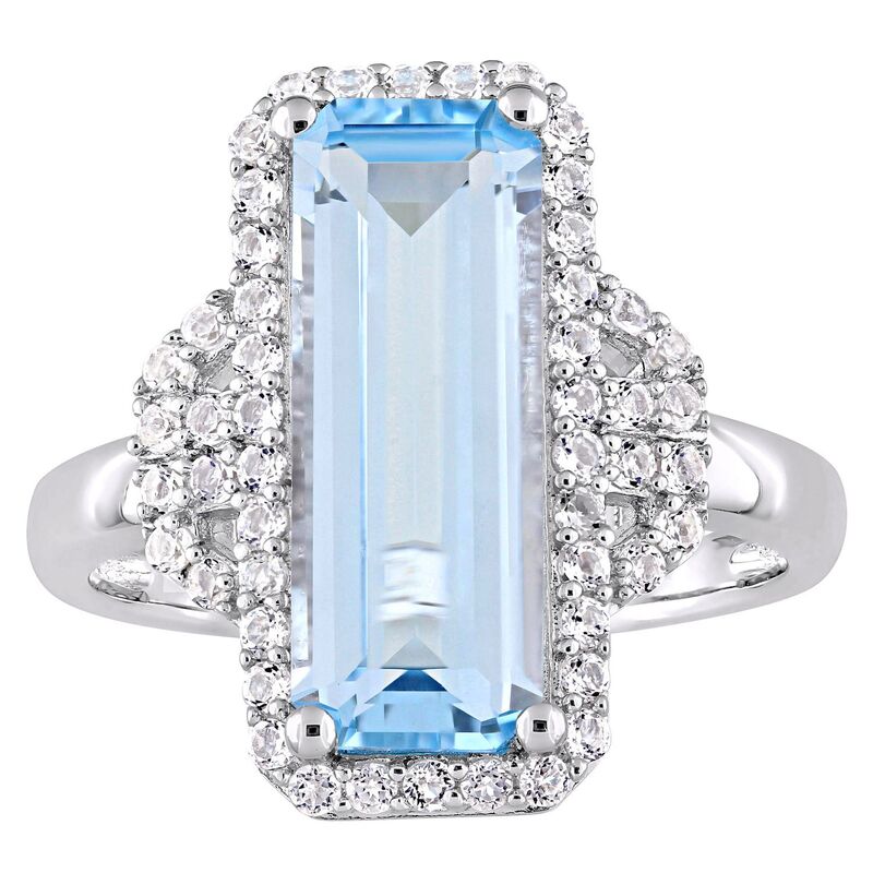 【送料無料】 ステラ グレース レディース リング アクセサリー Stella Grace Sterling Silver Octagon-Shape Sky Blue Topaz & White Topaz Halo Ring Sterling