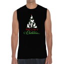 【送料無料】 エルエーポップアート メンズ Tシャツ トップス Meowy Christmas Tree - Men's Word Art Sleeveless T-shirt Black