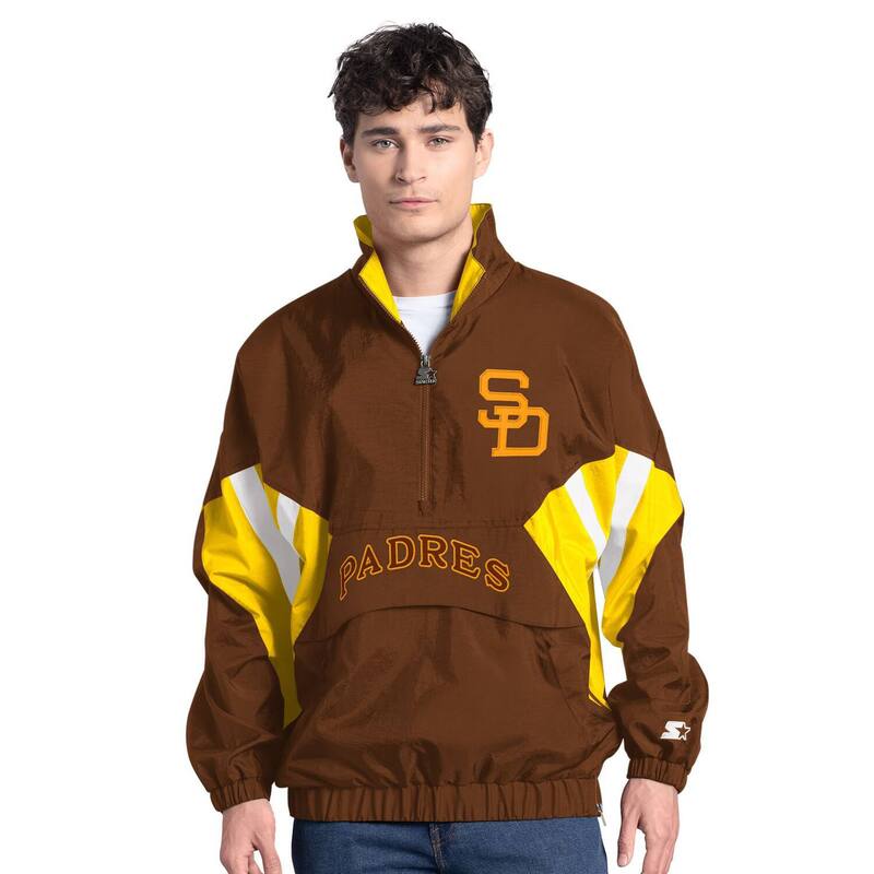 【送料無料】 スターター メンズ Tシャツ トップス Men's Starter Brown San Diego Padres Cooperstown Chief Half-Zip Pullover Pad Brown